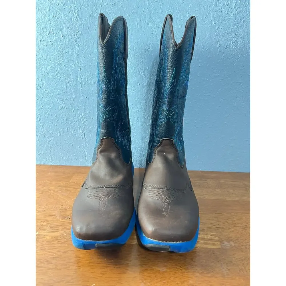 Durango Rebel Pro Western Cowboy Work Boots Men’s Size 8 Brown Blue Leather